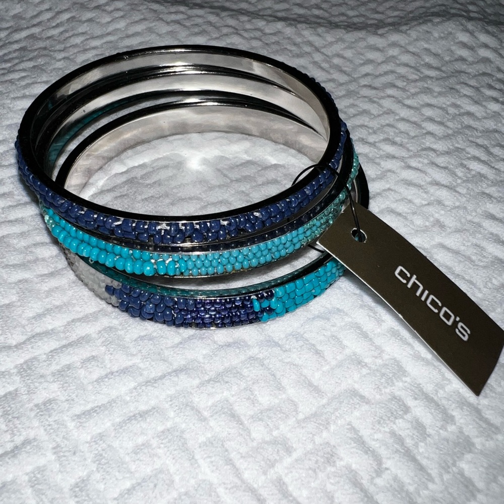 Chico's Blue and Silver Bangle Set
